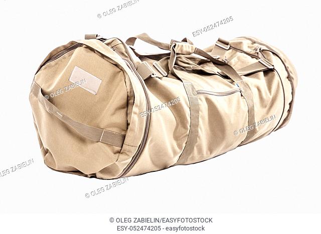 Army duffle bag isolated on white studio shot
