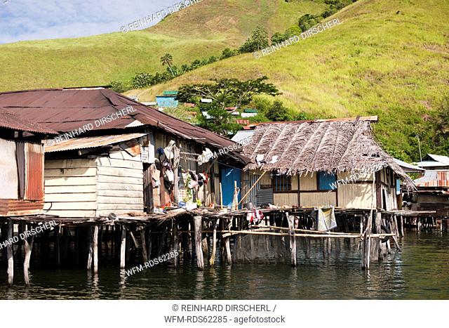 Fisherman Houses at Lake Sentani, Jayapura, West Papua, Indonesia