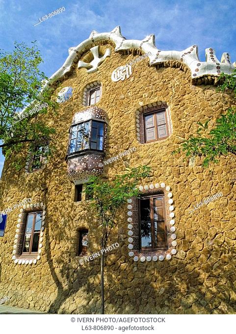 Building at Parc Güell by Antoni Gaudí  Barcelona  Catalonia, Spain