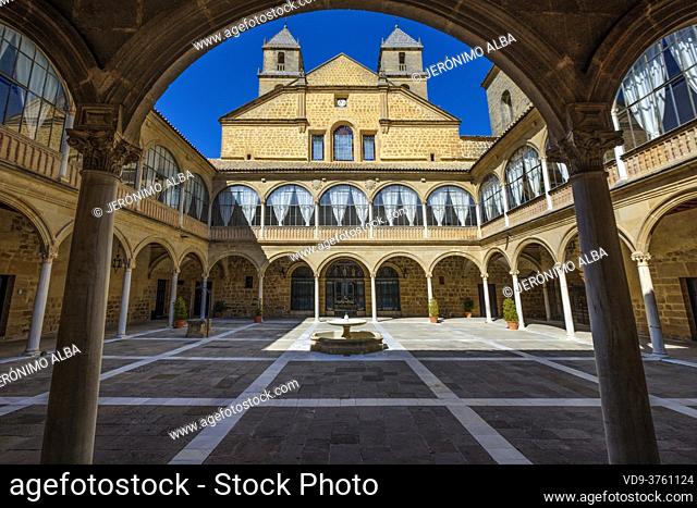 Inner courtyard of Santiago Hospital by architect Andres de Vandelvira, Ubeda, UNESCO World Heritage Site. Jaen province, Andalusia, Southern Spain Europe