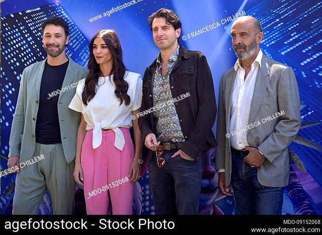 Italian actors Raoul Bova, Francesca Chillemi, Giampaolo Morelli and Jonis Bascir attends a photocall for the movie Chip 'n' Dale: Rescue Rangers