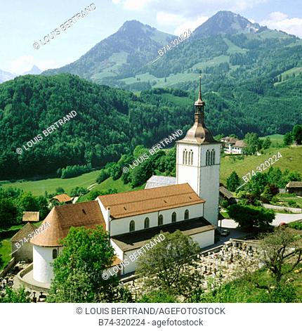 Church. Gruyères. Fribourg canton. Switzerland