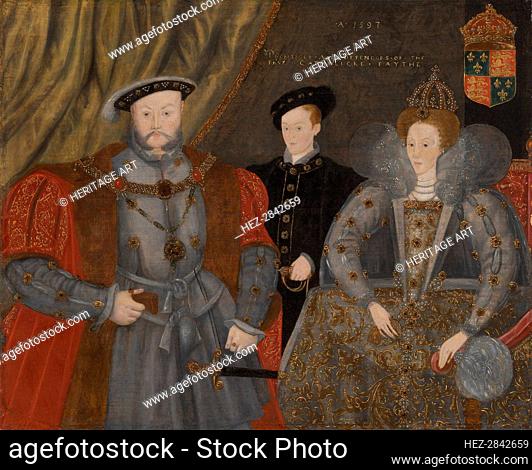 Henry VIII, Elizabeth I, and Edward VI, 1597. Creator: Unknown