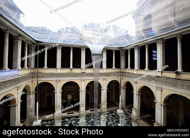 The courtyard of the Chiostro del Bramante which houses the Exhibition Crazy. La follia nell'arte contemporanea, with 21 internationally renowned artists and 11...
