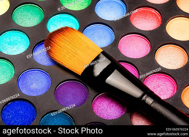 Professional makeup brushes and cosmetics