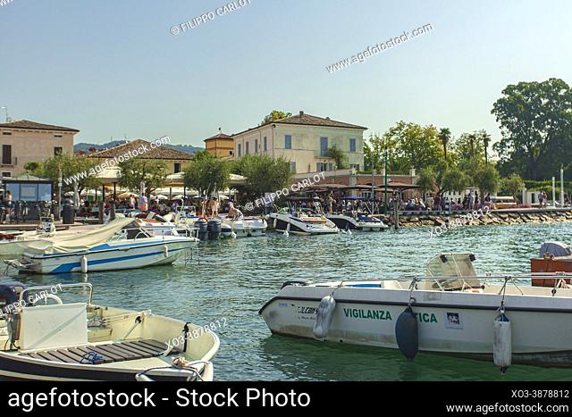 BARDOLINO, ITALY: Port on Garda Lake of Bardolino with boats