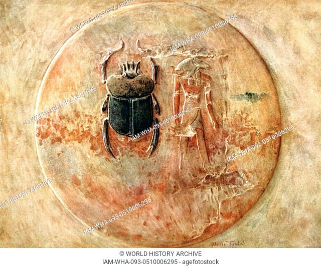 Pharaoh Seti 1st; Tomb's seal: The scarab and the ram headed the Energy of Khnum. Menmaatre Seti I, a pharaoh of the New Kingdom Nineteenth Dynasty of Egypt