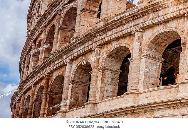 architectural detail of the colosseum in Rome