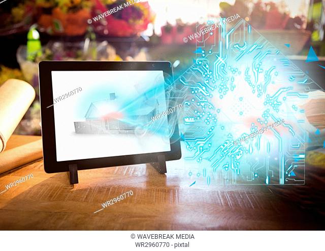 energy house going out of the screen of the tablet