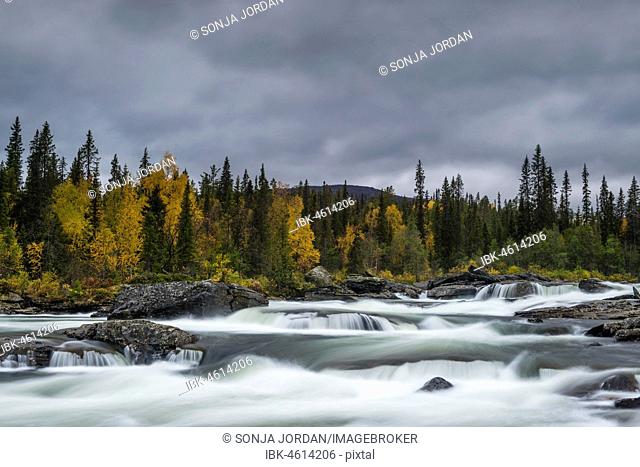 Rapids of Gamajåhkå, rivers, Kvikkjokk, Laponia, Norrbotten, Lapland, Sweden