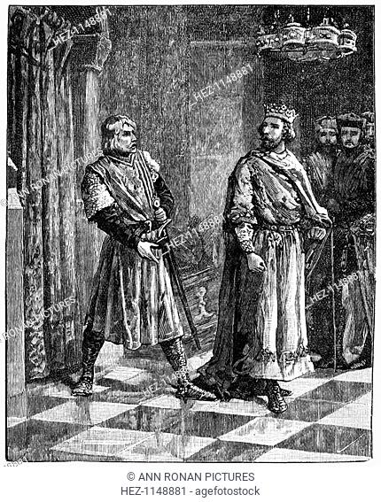 Simon de Montfort quarrelling with Henry III, 1257, (c1880). Simon de Montfort, Earl of Leicester (c1208-1265), English statesman and soldier