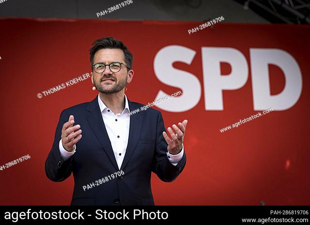 Conclusion of the election campaign of the NRW SPD in Koeln with top candidate Thomas Kutschaty. Cologne, May 13, 2022. - Cologne/Deutschland