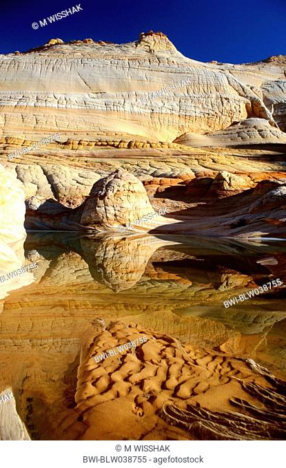 Northern Coyote Buttes, sandstone cliffs, with lake, USA, Arizona, Paria Canyon Vermillion Cliffs Wilderness Area, Jan 99