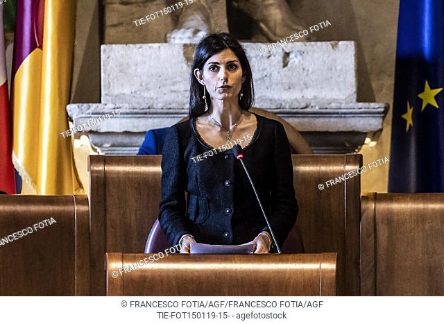 Mayor of Rome Virginia Raggi during the sitting of the City Council in Rome, ITALY-15-01-2019