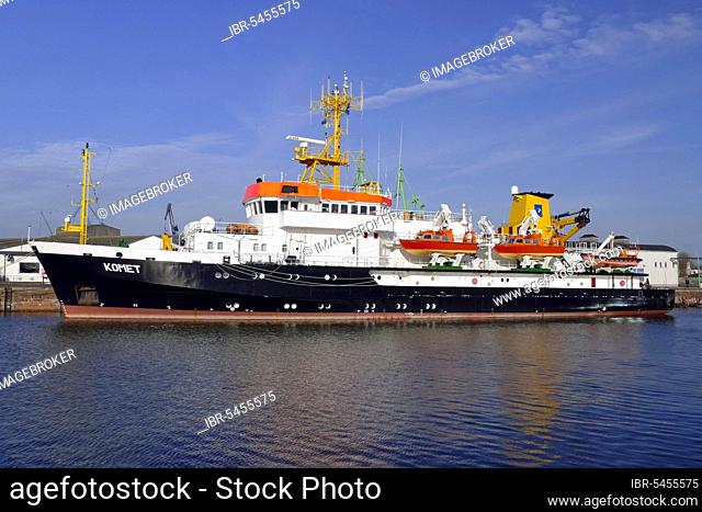 Survey vessel Komet in the fishing port of Bremerhaven, Germany, Europe