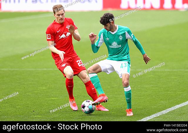 firo: 09.04.2021 Fuvuball, season 2020/21 1st Bundesliga: SV Werder Bremen - RB Leipzig Marcel Halstenberg, duels versus Eren Dinkci | usage worldwide