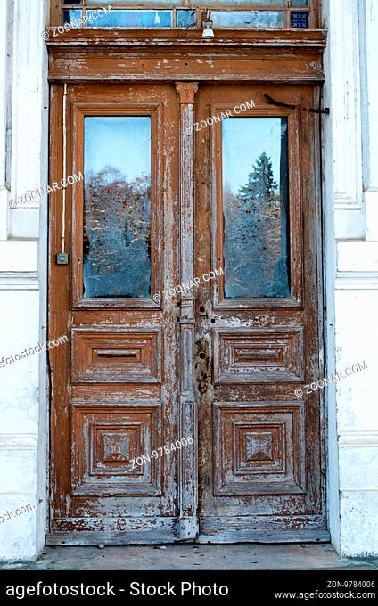 Old carved wooden doors. Plinkses, Old Lithuanian vilage