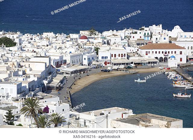 Mykonos Town and Harbor, Mykonos Island, Cyclades Group, Greece