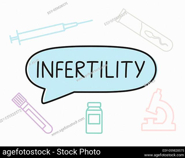 infertility written in speech bubble - vector illustration