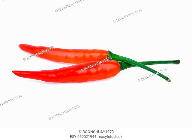 fresh red hot chili pepper isolated on white background