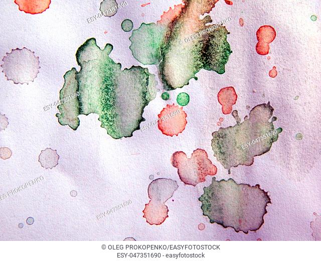 Watercolor illustrations drawn paints on white paper background