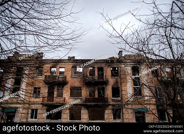 Destroyed bulding in Hostomel, Ukraine, February 24, 2023. (CTK Photo/Vladimir Prycek)