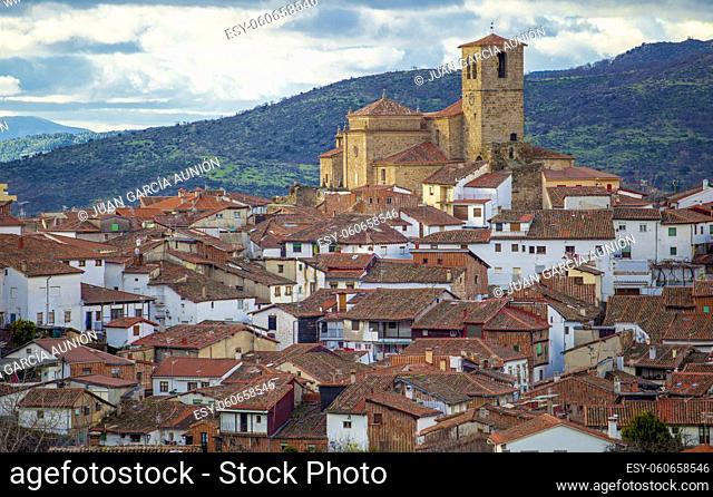 Hervas hamlet north side view, Ambroz Valley village. Caceres, Extremadura, Spain