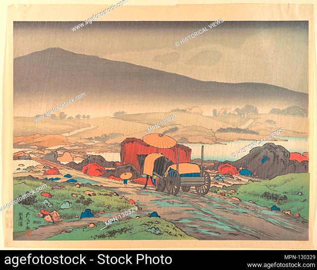 Rain at Yakabe. Artist: Hashiguchi Goyo (Japanese, 1881-1921); Period: Taisho period (1912-26); Culture: Japan; Medium: Polychrome woodblock print; ink and...