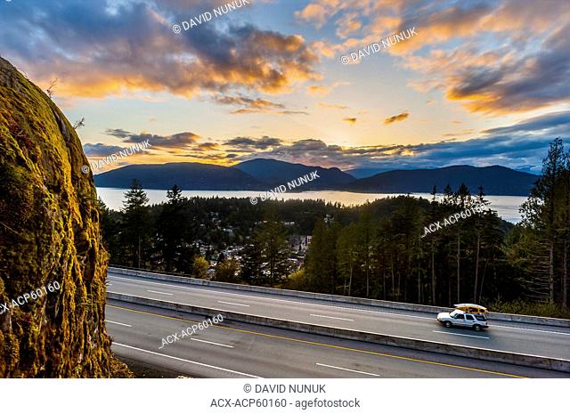Sea to sky highway at sunset
