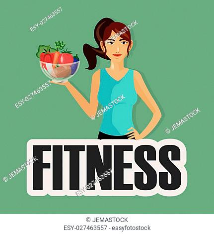 fitness person healthy food icons image vector illustration design