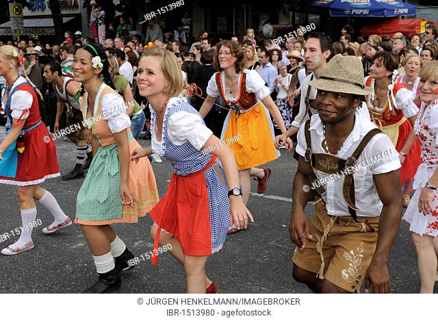 Group Armistad performing a Bavarian-style salsa, Carnival of Cultures, annual internationally known colourful street parade at Whitsun with about 100 groups...