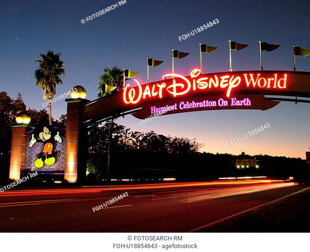 Orlando, FL, Florida, Walt Disney World Resort, evening, entrance ( Editorial use only)