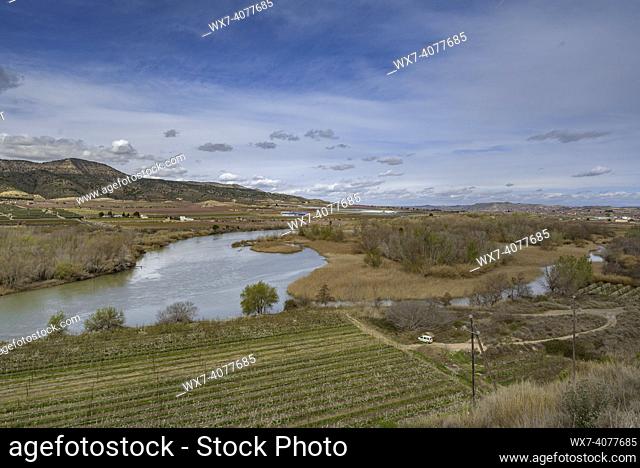 Aiguabarreig Natural space (river confluence) between Segre and Cinca rivers in La Granja d'Escarp (Lleida, Catalonia, Spain)