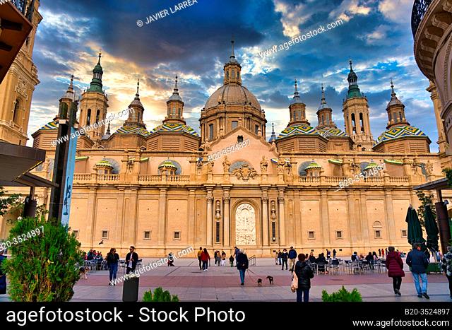 Basilica Cathedral of Our Lady of Pilar, Alfonso I Street, Zaragoza, Aragon, Spain, Europe