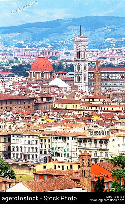 Florence cityscape viewed from Piazzale Michelangelo, Florence, Tuscany, Italy