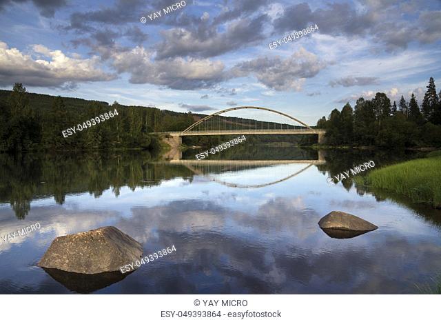 Bridge over the Klaralven river near Ransby in the Swedish province Varmland