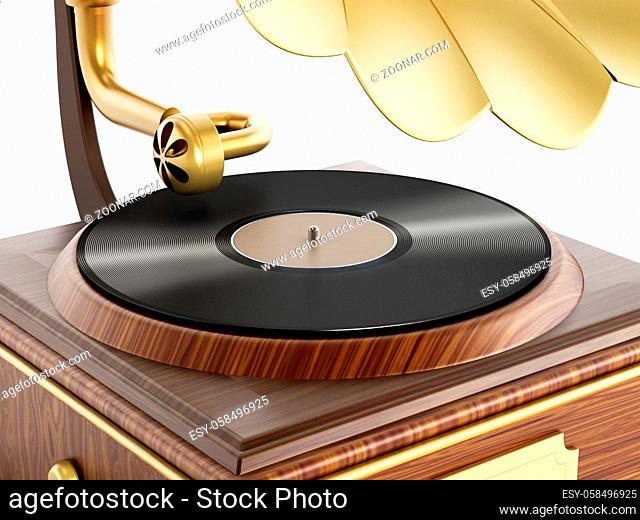 Antique gramophone with a record playing