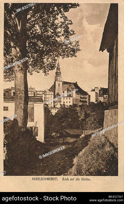 Church in Habelschwerdt, Silesia, Germany, today Bystrzyca Klodzka, a town in the Lower Silesian Voivodeship in Poland, view from ca 1910