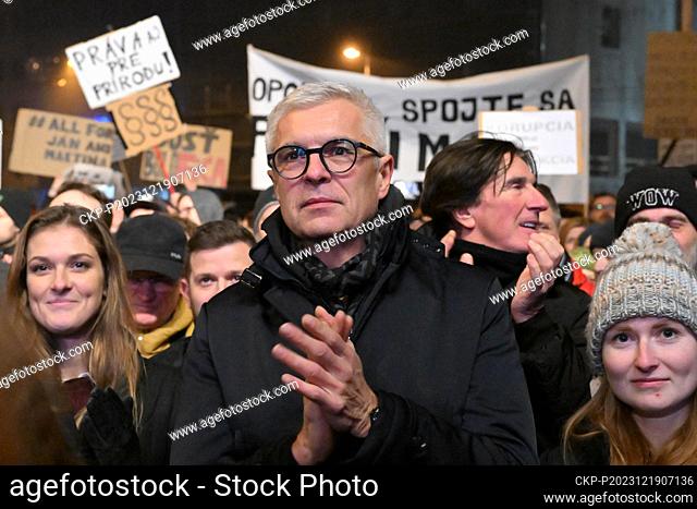 Diplomat, former Slovak Foreign Minister and presidential candidate Ivan Korcok attends an anti-government protest called by opposition parties in response to...