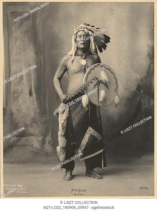High Bear, Sioux; Adolph F. Muhr (American, died 1913), Frank A. Rinehart (American, 1861 - 1928); 1898; Platinum print; 24.1 x 18