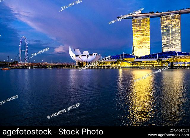 Marina Bay Sands at night in Singapore, Asia