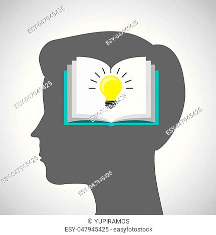 silhouette head boy book idea education online vector illustration eps 10