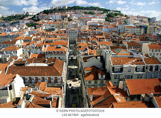 San Jorge Castle and Baixa-Chiado neighbourhood. Lisbon. Portugal
