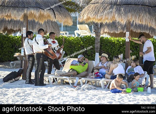 CANCUN, MEXICO - SEPTEMBER 29: Tourists seen enjoy holiday the music of Mariachis during the holidays after 5 months for coronavirus lockdown