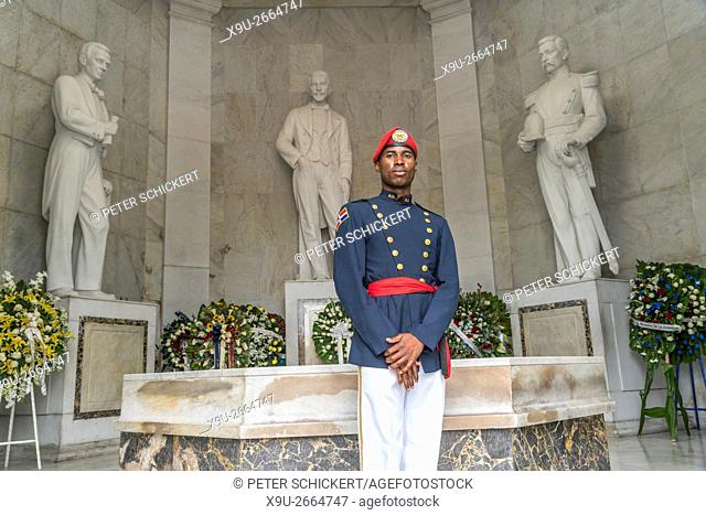 guard in uniform Altar de la Patria, Parque Independencia, Santo Domingo, Dominican Republic, Carribean, America,