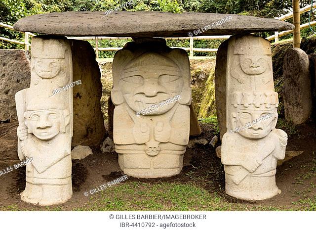 Pre-Colombian Funeral Sculptures of San Agustin, megaliths, Parque Archeologico, San Agustin, Huila, Colombia