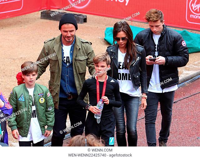 Virgin Money London Marathon 2015 Featuring: David Beckham, Victoria Beckham, Brooklyn Beckham, Romeo Beckham, Cruz Beckham Where: London