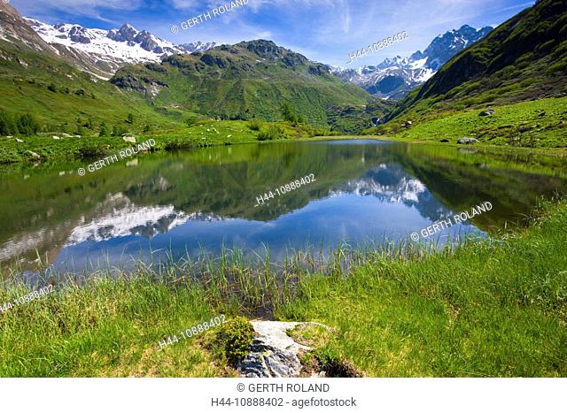 Halsesee, lake, Switzerland, Europe, canton Valais, nature reserve valley of Binn, lake, sea, reflection, mountains