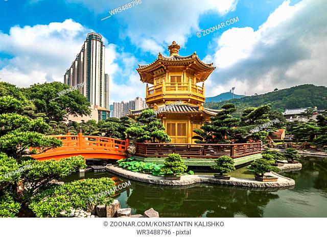 The golden pavilion in Nan Lian Garden, Hong Kong