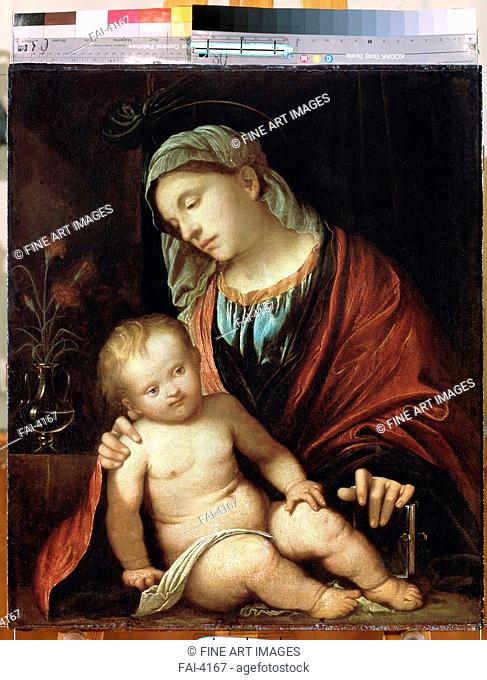 Virgin and Child. Romanino, Gerolamo (1485. 6-1566). Oil on wood. Renaissance. End 1520s. State Hermitage, St. Petersburg. 70x59. Painting